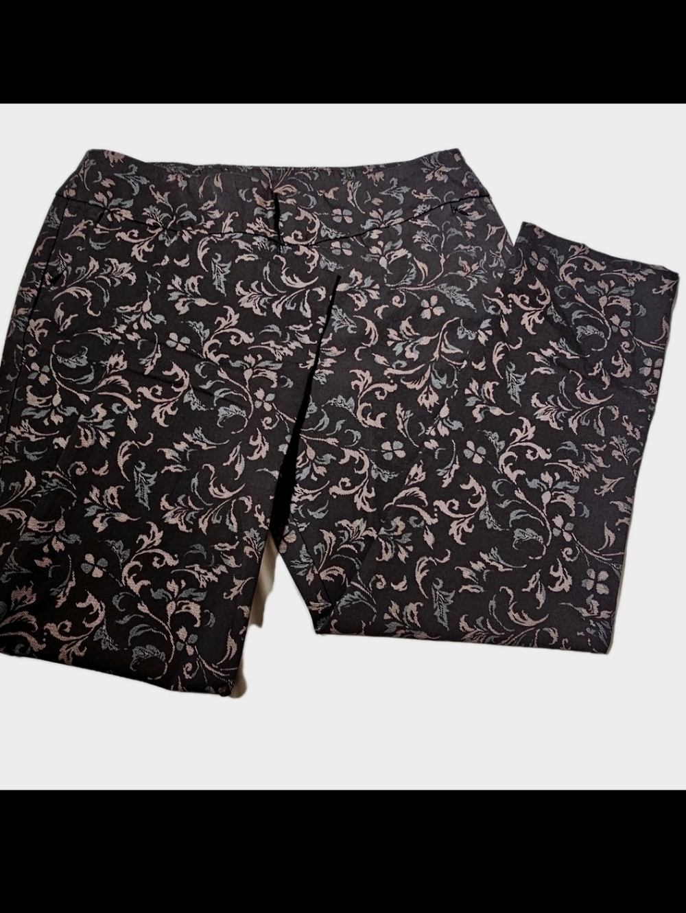 Soft Surroundings Black Floral Paisley Ankle Stretchy Comfy XL Pants Women - Picture 3 of 9